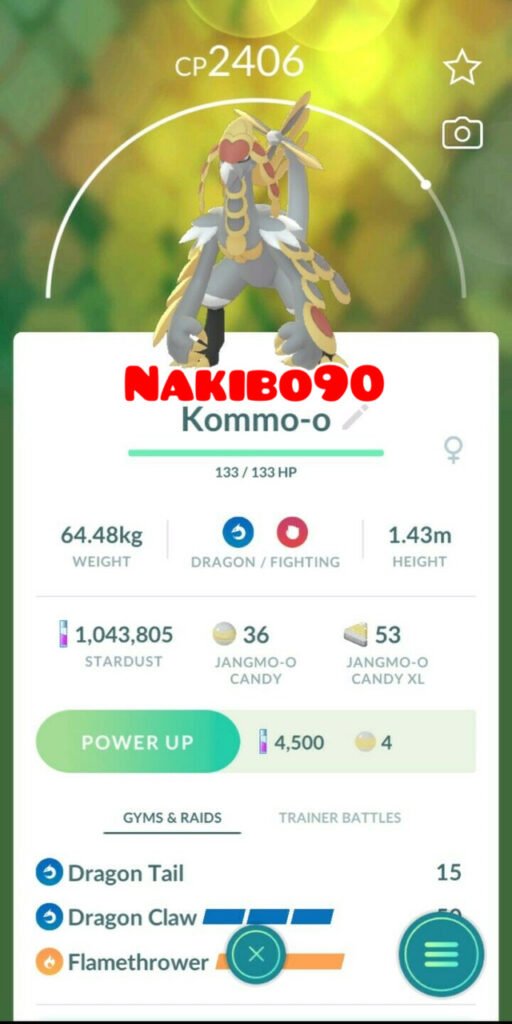 Pokémon Go Kommo-o Leve 50, Level 40 - Master League - Ultra League - Great League - Unlock 3 moveset (Read Describe)
