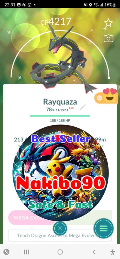 Pokémon Go Shiny Rayquaza Level 50