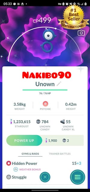 Pokémon Go Shiny Unown B
