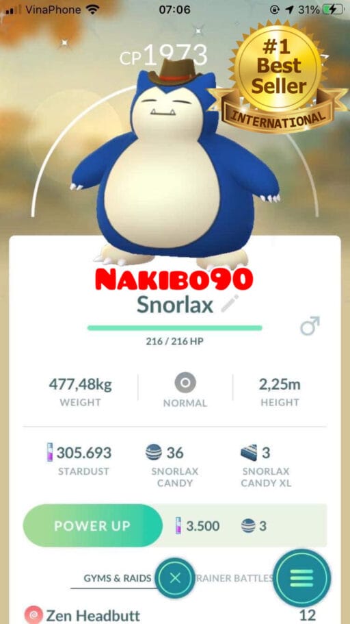Pokémon Go Shiny Snorlax Cowboy Hat