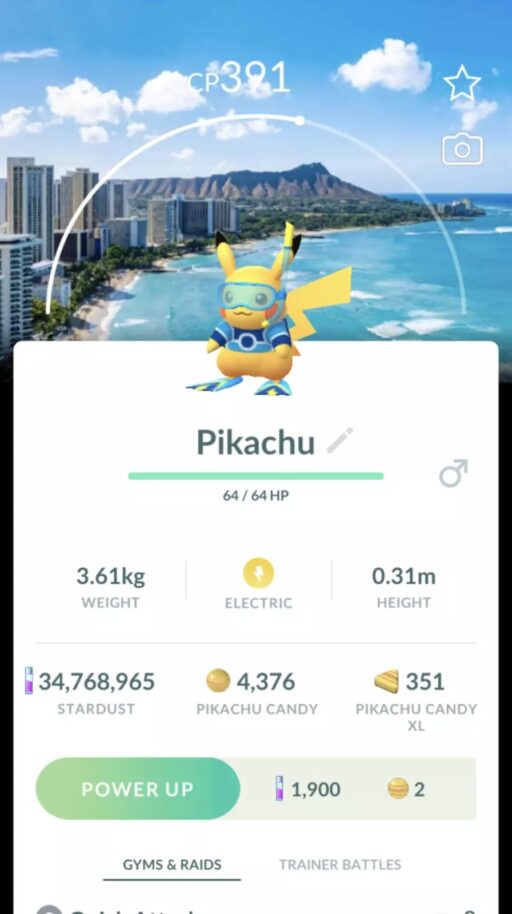 Pokémon Go Pikachu World Championships 2024 Background Honolulu - Hawai (Non Shiny) – Trade 20.000 stardust (Read Describe)