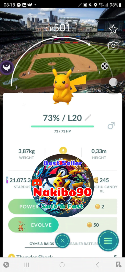 Pokémon Go Shiny Pikachu Mariners Seattle Baseball Stadium Background