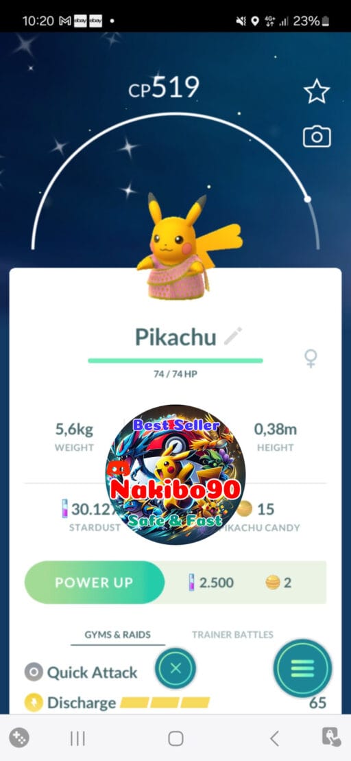 Pokémon Go Shiny Pikachu Wearing a Saree - PTC Account - Trade 20k stardust (Read Describe)