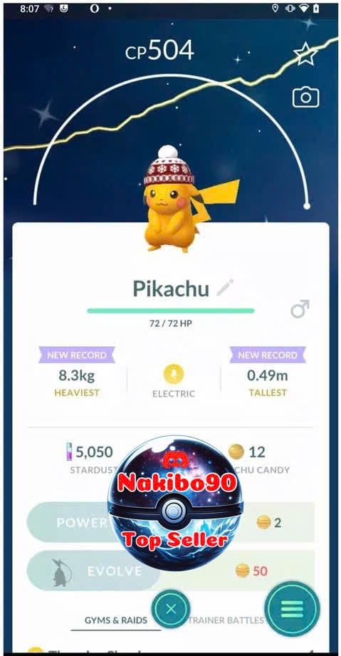 Pokémon Go Shiny Pikachu wearing a snowflake beanie