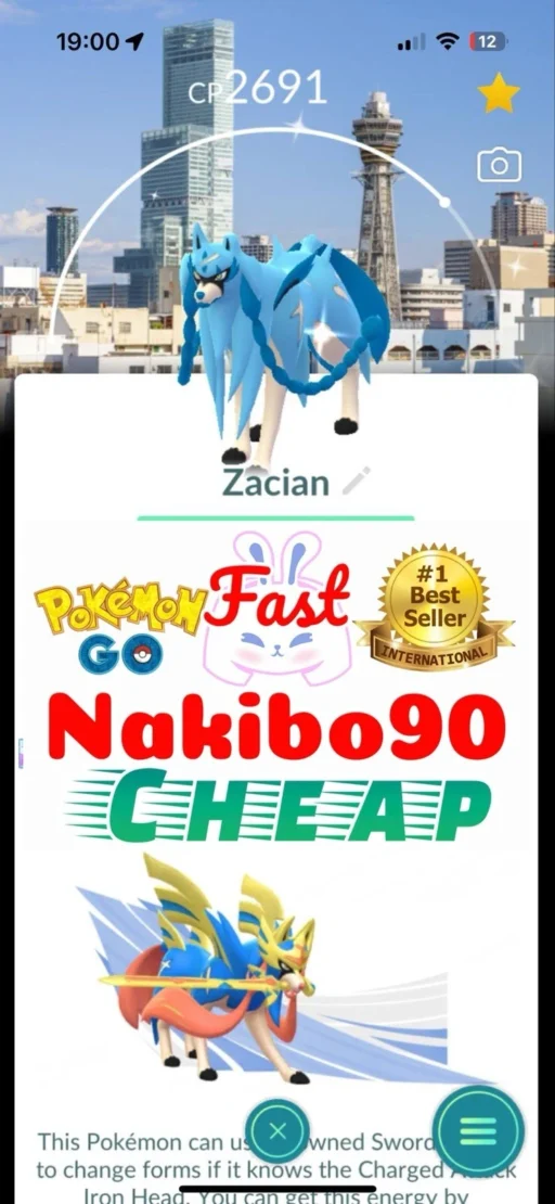 Pokémon Go Shiny Zacian Osaka Background
