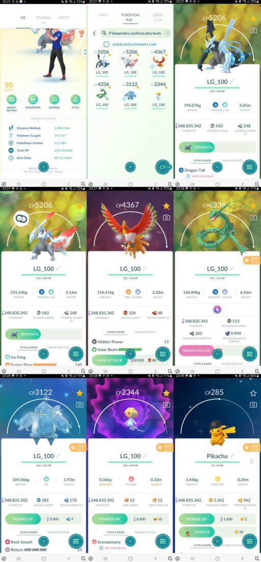 Pokémon Go Account Level 50 Nice 348 Million Dust - 25 Legenedary IV100 - 1200 Shiny